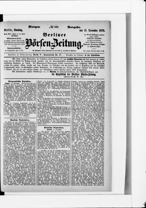 Berliner Börsen-Zeitung vom 15.12.1878