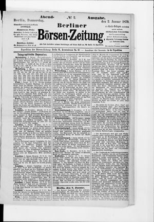 Berliner Börsen-Zeitung vom 02.01.1879