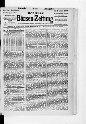 Berliner Börsen-Zeitung vom 01.03.1879