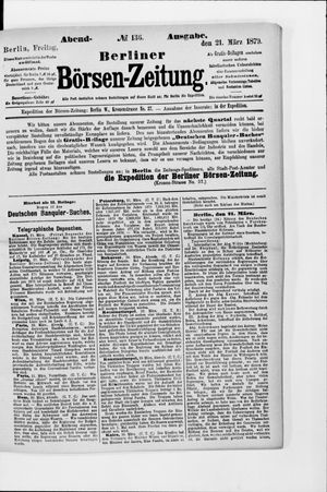 Berliner Börsen-Zeitung vom 21.03.1879