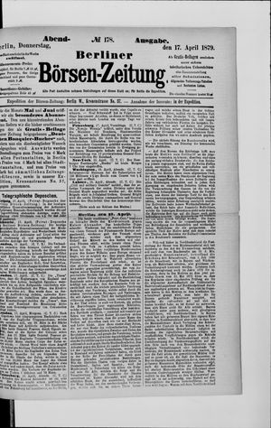 Berliner Börsen-Zeitung vom 17.04.1879