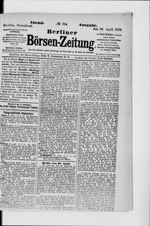 Berliner Börsen-Zeitung vom 26.04.1879