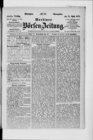 Berliner Börsen-Zeitung vom 29.04.1879