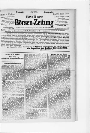 Berliner Börsen-Zeitung vom 20.06.1879