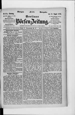 Berliner Börsen-Zeitung vom 10.08.1879