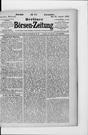 Berliner Börsen-Zeitung vom 13.08.1879