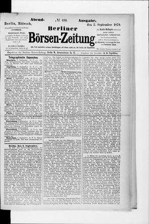 Berliner Börsen-Zeitung vom 03.09.1879