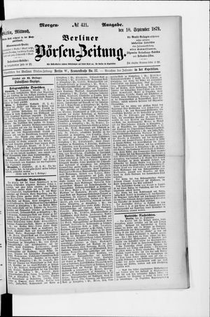Berliner Börsen-Zeitung vom 10.09.1879