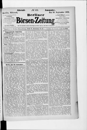 Berliner Börsen-Zeitung vom 10.09.1879