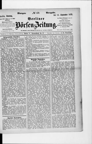 Berliner Börsen-Zeitung vom 14.09.1879