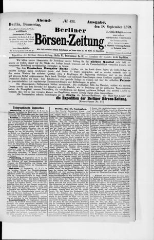 Berliner Börsen-Zeitung vom 18.09.1879