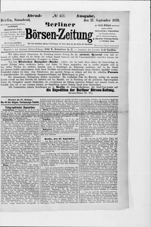 Berliner Börsen-Zeitung vom 27.09.1879