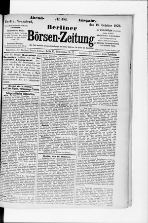 Berliner Börsen-Zeitung vom 18.10.1879