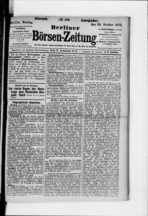 Berliner Börsen-Zeitung vom 20.10.1879