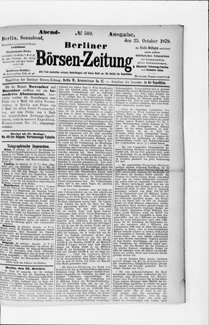 Berliner Börsen-Zeitung vom 25.10.1879
