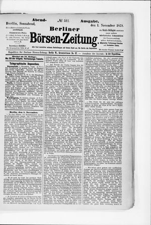Berliner Börsen-Zeitung vom 01.11.1879
