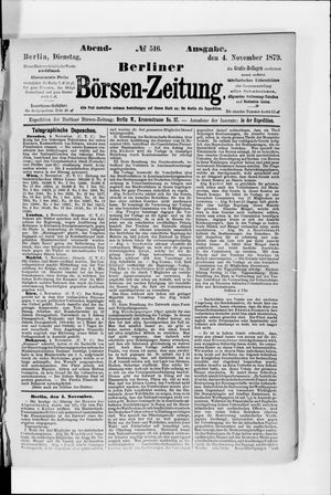 Berliner Börsen-Zeitung vom 04.11.1879
