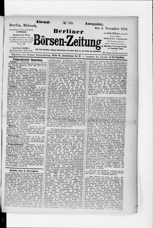 Berliner Börsen-Zeitung vom 05.11.1879