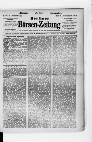 Berliner Börsen-Zeitung vom 06.11.1879