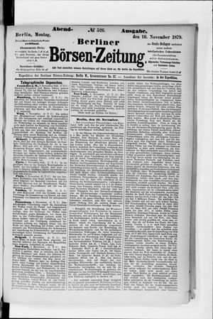 Berliner Börsen-Zeitung vom 10.11.1879