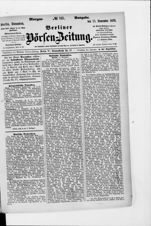 Berliner Börsen-Zeitung vom 15.11.1879