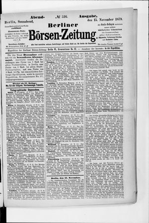 Berliner Börsen-Zeitung vom 15.11.1879