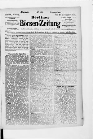 Berliner Börsen-Zeitung vom 17.11.1879