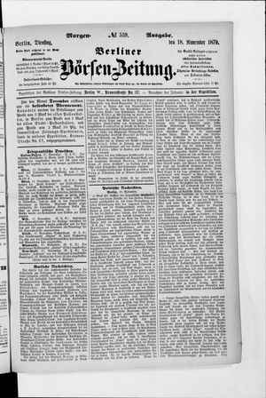 Berliner Börsen-Zeitung vom 18.11.1879