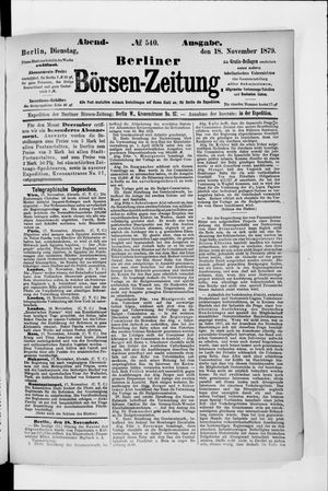 Berliner Börsen-Zeitung vom 18.11.1879