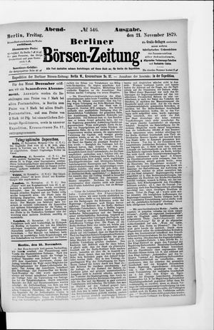 Berliner Börsen-Zeitung vom 21.11.1879