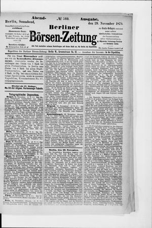 Berliner Börsen-Zeitung vom 29.11.1879