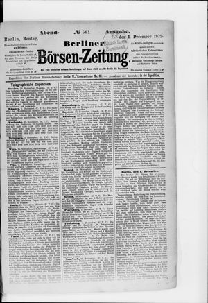 Berliner Börsen-Zeitung vom 01.12.1879