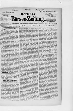 Berliner Börsen-Zeitung vom 11.12.1879