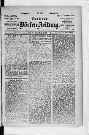 Berliner Börsen-Zeitung vom 14.12.1879