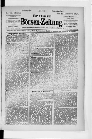 Berliner Börsen-Zeitung vom 15.12.1879