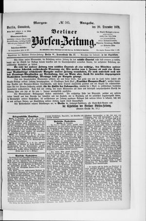 Berliner Börsen-Zeitung vom 20.12.1879