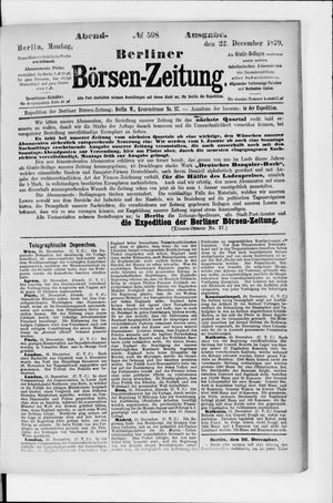 Berliner Börsen-Zeitung vom 22.12.1879