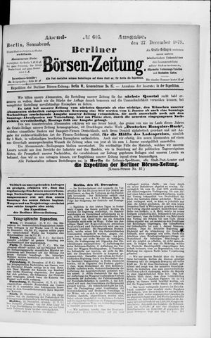 Berliner Börsen-Zeitung vom 27.12.1879