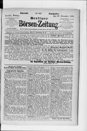 Berliner Börsen-Zeitung vom 29.12.1879