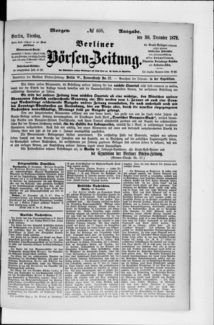 Berliner Börsen-Zeitung vom 29.12.1879