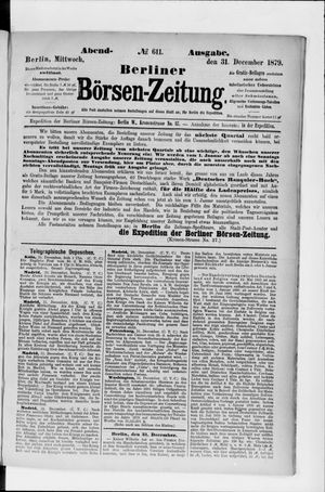 Berliner Börsen-Zeitung vom 31.12.1879