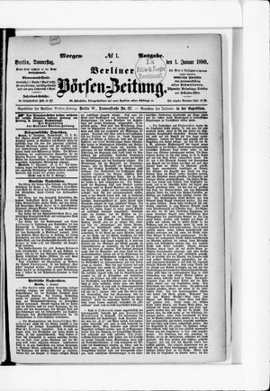 Berliner Börsen-Zeitung vom 01.01.1880