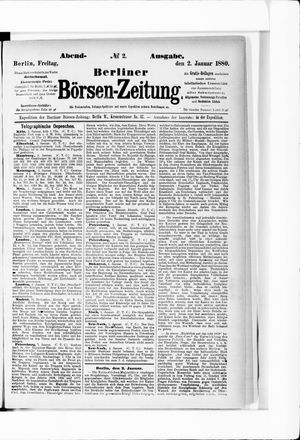 Berliner Börsen-Zeitung vom 02.01.1880