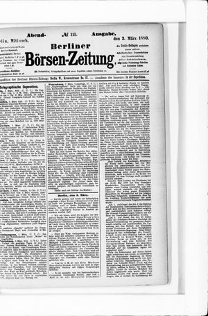 Berliner Börsen-Zeitung on Mar 3, 1880