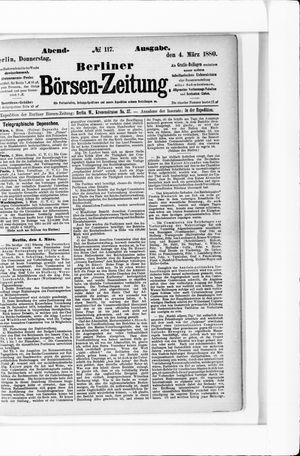Berliner Börsen-Zeitung vom 04.03.1880
