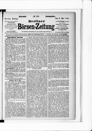 Berliner Börsen-Zeitung vom 03.05.1880