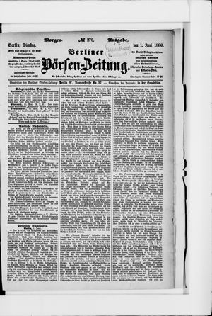 Berliner Börsen-Zeitung vom 01.06.1880
