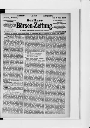 Berliner Börsen-Zeitung vom 02.06.1880