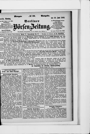Berliner Börsen-Zeitung vom 20.06.1880