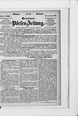 Berliner Börsen-Zeitung vom 22.06.1880